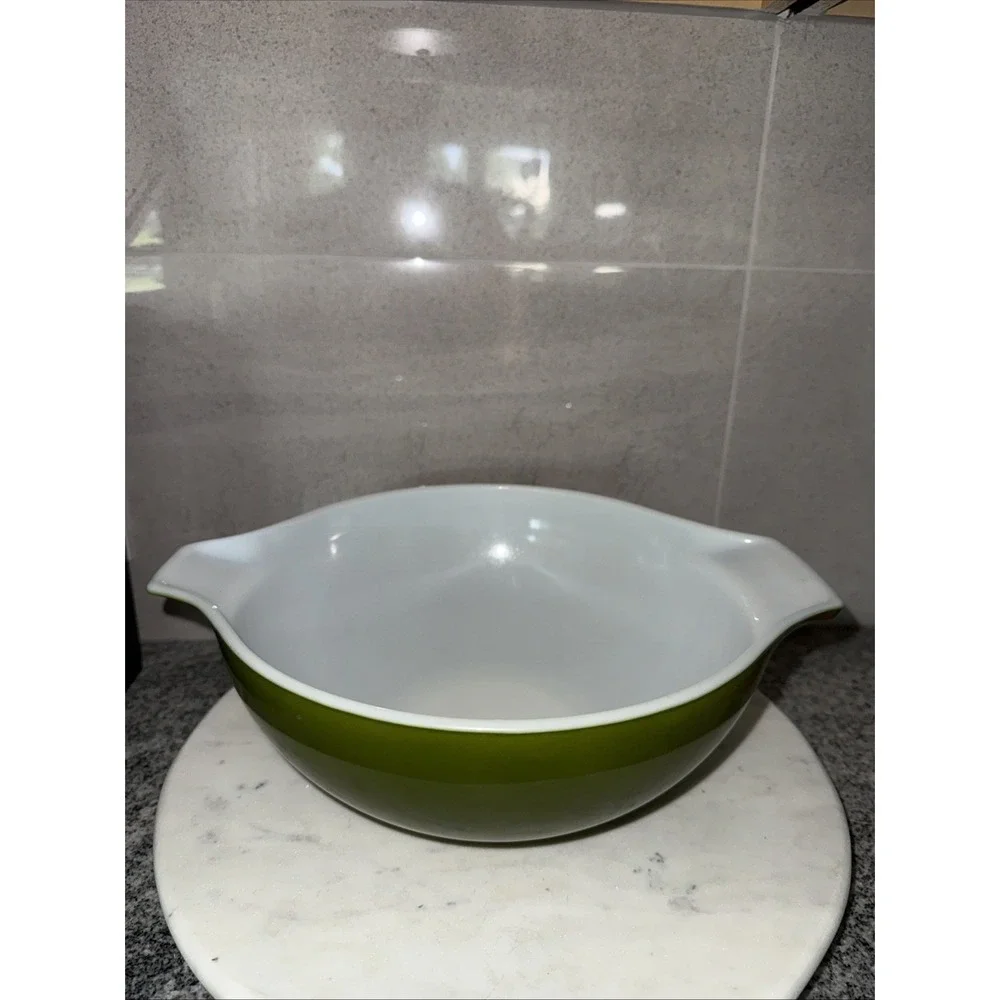 Vintage Pyrex Green 4 Quart #444 Cinderella Mixing Bowl W Glass Lid